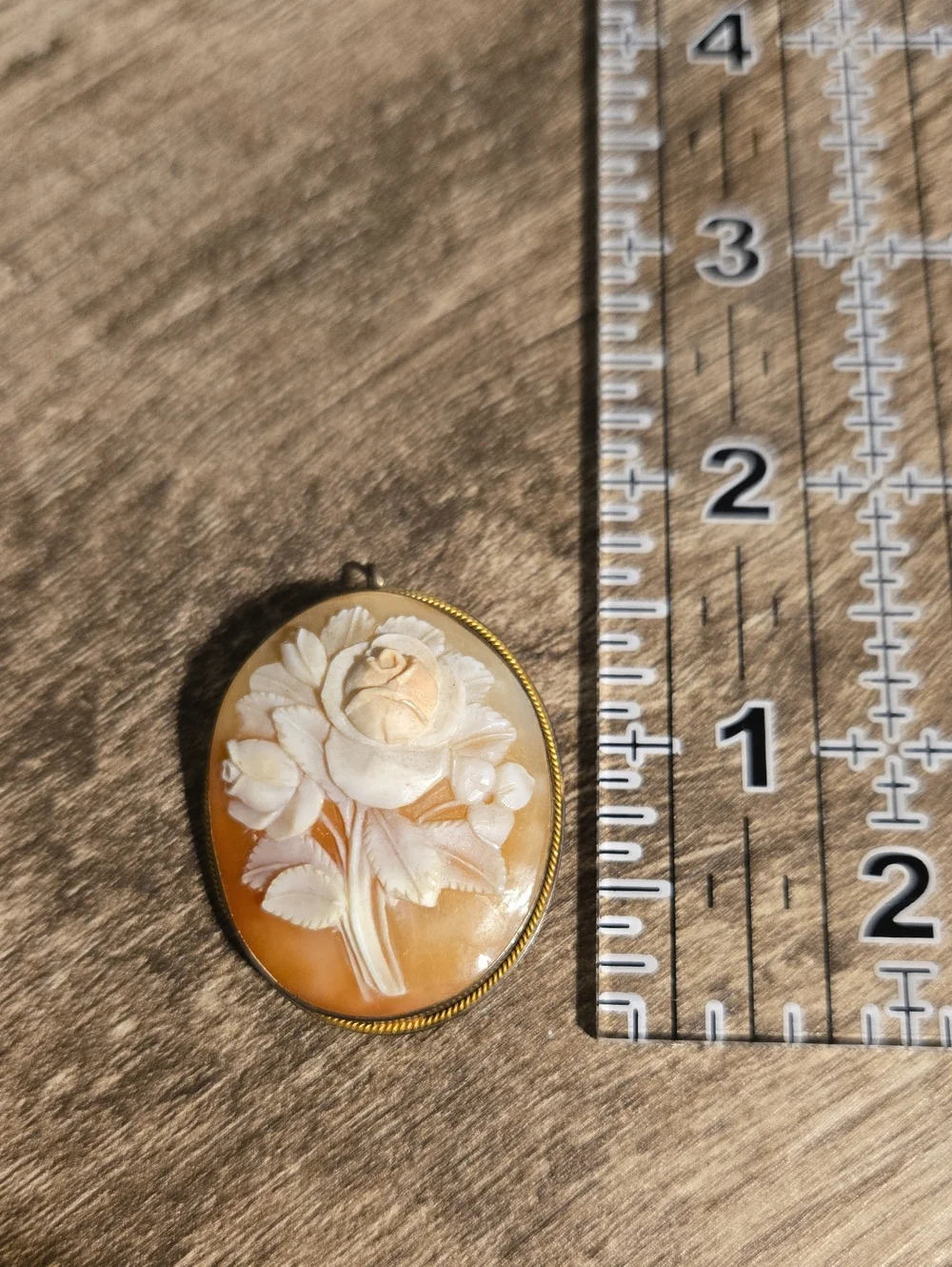 Vintage Italian Hand Carved Rose Floral Shell Cameo Brooch Pendant 800 Silver